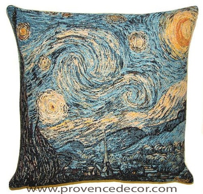 The STARRY NIGHT Tapestry Cushion is a replica of Van Gogh's famous artwork in Tapestry. The details are exquisite, looks like a real painting. These gorgeous Jacquard Tapestry Throw Pillow Cases are the authentic GOBELIN Tapestry woven with 100% high quality cotton, lined with a soft beige velvet backing and close with a zipper. Perfect gift for any occasion. Size: 18" X 18"