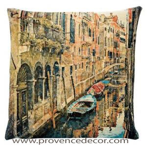 The VENICE CANAL Pillow Cover is a Gobelin Tapestry Art Design of the Venice Canals in Italy. These gorgeous Jacquard Tapestry Throw Pillow Cases are the authentic GOBELIN Tapestry woven with 100% high quality cotton, lined with a soft beige velvet backing and close with a zipper. Size: 18" X 18"
