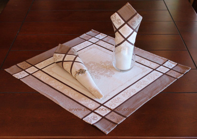 PARISIENNE TAUPE French Provence Jacquard Woven Cotton Napkins Set - Table Decor - French Home Decor 