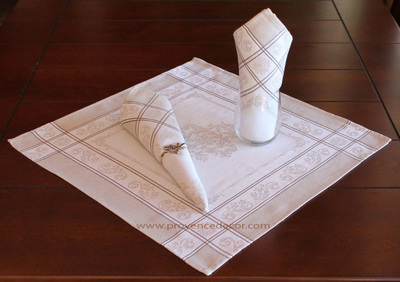 PARISIENNE LINEN French Provence Jacquard Woven Cotton Napkins Set - Table Decor - French Home Decor 