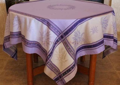 LAVENDER PURPLE Jacquard Woven Teflon Cotton Coated French Tablecloths - Easy Clean Elegant Party Table Decor - French Country Home Decor Gifts