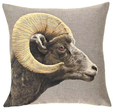 CAPRICORN Tapestry Pillow Covers are woven on a Jacquard loom (crafted with true traditional tapestry technique) with 100% high quality cotton thread, lined with a plain beige cotton backing and close with a zipper. Size: 18" X 18"