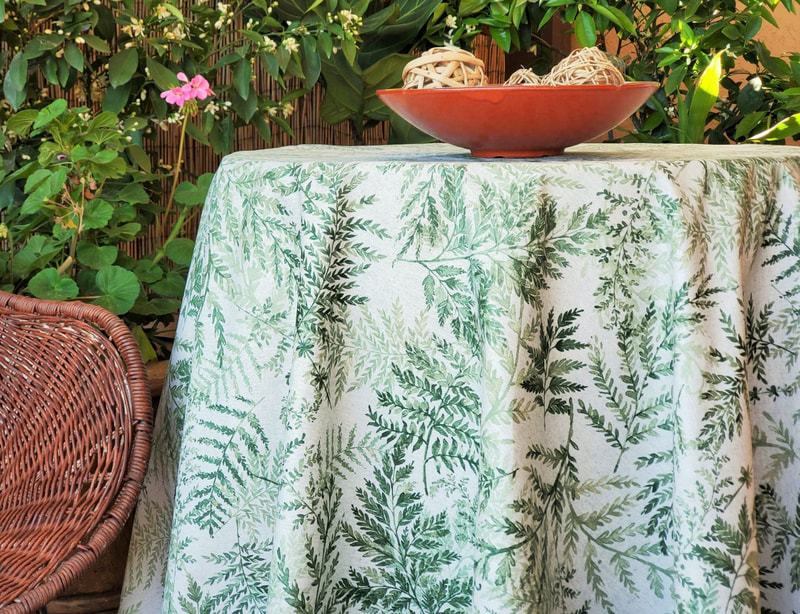 ZEN GARDEN French Country Acrylic Cotton Coated Table cloths - French Oilcloth Spill Proof Easy Wipe Off Laminated Fabric - Indoor Outdoor Decorative Party Table Decor - Elegant Nature Forest Mountain Home Decor