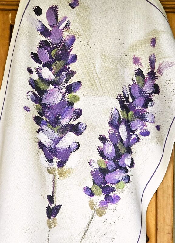 LAVENDER WILDFLOWERS French Kitchen Towels - Provence Lavender Lovers Dishtowels - Elegant Cotton Dishcloths - French Artwork Decorative Kitchen Tea Towels - Home Decor Accessories Gifts