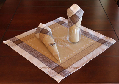 ELEGANCE BEIGE French Provence Jacquard Woven Cotton Napkins Set - Table Decor - French Home Decor 