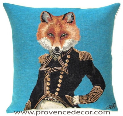 ARISTO FOX Tapestry Pillow Covers are woven on a Jacquard loom (crafted with true traditional tapestry technique) with 100% high quality cotton thread, lined with a plain beige cotton backing and close with a zipper. Size: 18" X 18"