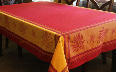 LAVENDER RED YELLOW Jacquard Woven Teflon Cotton Coated French Tablecloths - Easy Clean Elegant Party Table Decor - French Country Home Decor Gifts