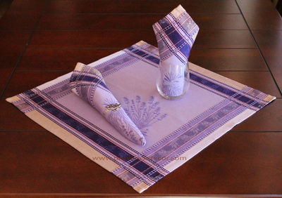 LAVENDER PURPLE Jacquard Woven French Decorative Napkins Set - High Quality Absorbent Soft Cotton - Elegant French Country Design - Provence Lavender Flowers Home Decoration Gifts