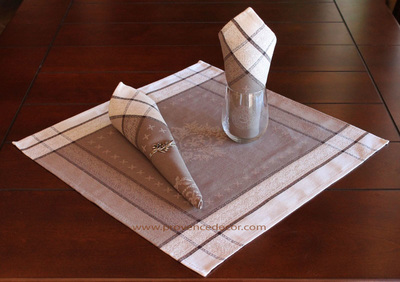ELEGANCE TAUPE French Provence Jacquard Woven Cotton Napkins Set - Table Decor - French Home Decor 