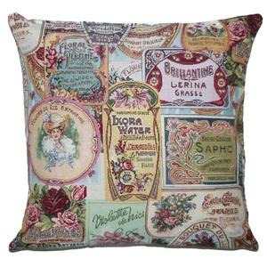 FRENCH PERFUMES Belgian Tapestry Throw Pillow Cases - Decorative 18 X 18 Square Pillow Covers - Zippered Throw Pillow Case - Jacquard Woven Belgium Tapestry Cushion Covers - Grasse Floral Perfumes Reversible Throw Cushions - Elegant Home Decor Gifts
