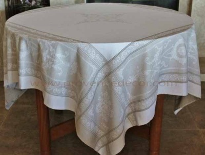 PARISIENNE LINEN Teflon Cotton Coated Jacquard Woven French Tablecloths - Easy Clean Elegant Decorative Party Table Cloth - French Classic Home Table Decor Gifts