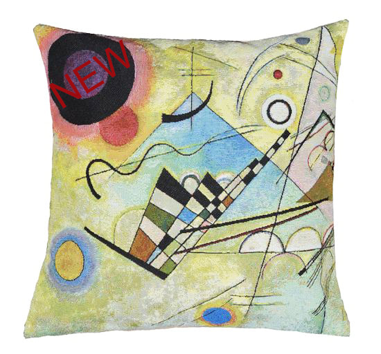COMPOSITION VIII Jacquard Woven Authentic Tapestry Throw Pillow Cases - Wassily Kandinsky Abstract Art Lovers Gift Cushion Covers - Famous Art Gallery Gifts Home Decor
