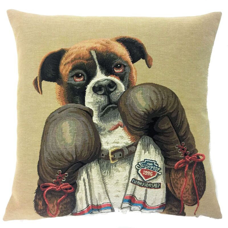 MUHAMMAD ALI BOXER BULLDOG Authentic European Tapestry Throw Pillow Covers - Sports Dog Lovers Decorative Cushion Covers - Home Decor Gifts 