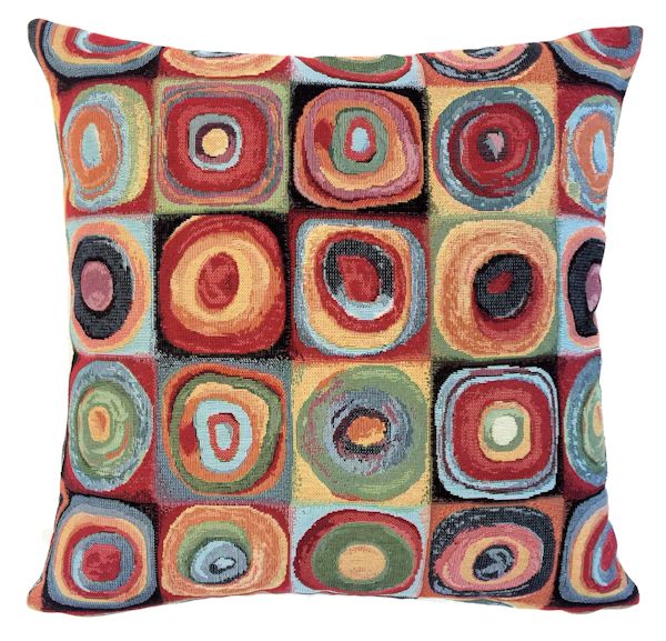 KALEIDOSCOPE ORBIT Belgian Tapestry Throw Pillow Cases - Decorative 18 X 18 Square Pillow Covers - Zippered Throw Pillow Case - Jacquard Woven Belgium Tapestry Cushion Covers - Multi Color Reversible Throw Cushions - Modern House Home Decor Gifts