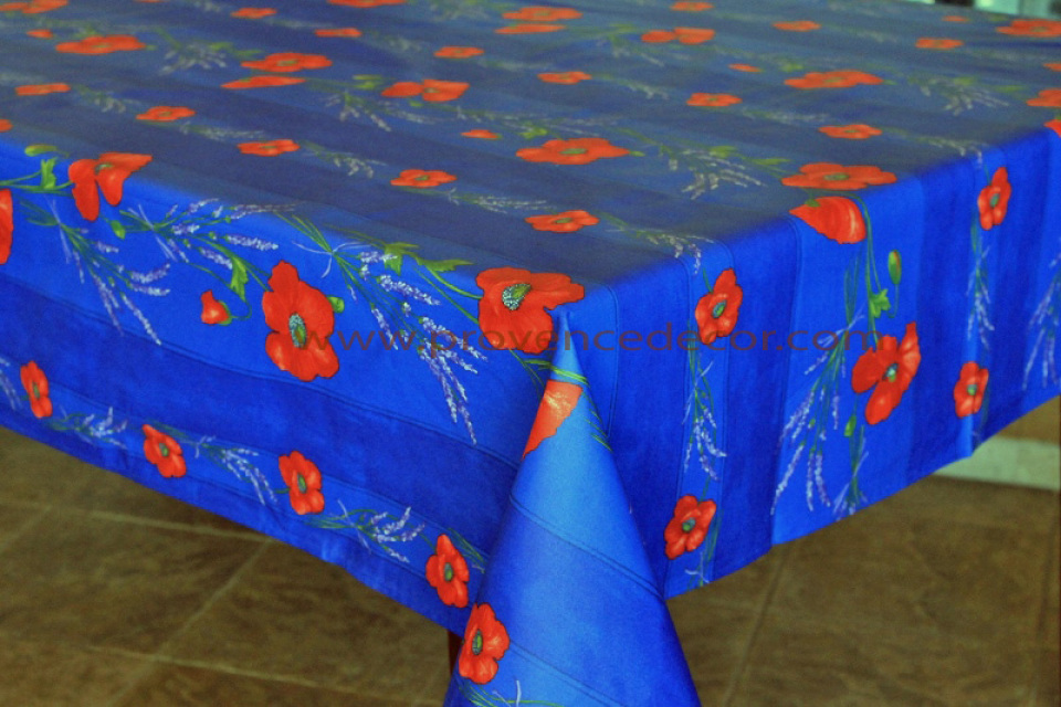 Length & Width Selectable PVC Tablecloth Poppy Poppies Red Oilcloth NEW Washable 