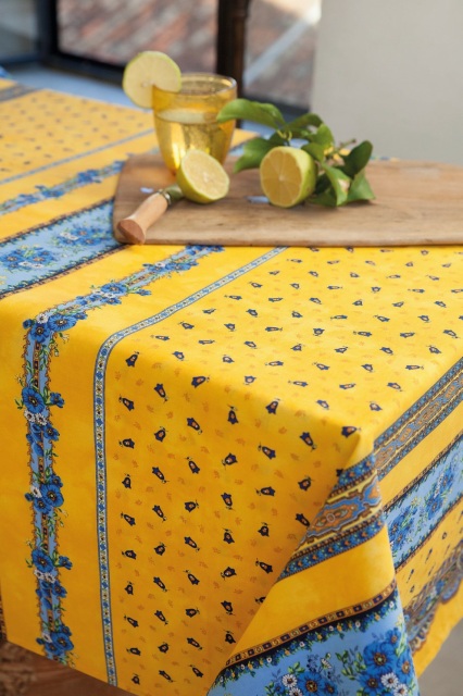 TRADITION YELLOW Round Rectangle Cotton French Provence Tablecloths
