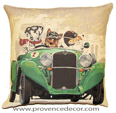 Pillow Case Lovely Cartoon Dog Driving Car Vintage Almofadas