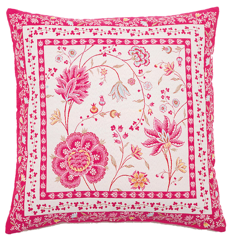 PERSE PINK Jacquard Tapestry Reversible Throw Pillow Cases - French Country Lovers Flowers Design Cushion Covers - Elegant Decorative Throw Pillows Home Decoration Gifts
