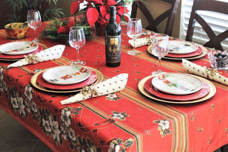 CHRISTMAS PARTY French Soft Polyester Table cloths - XMAS Party Spill and Wrinkle Resistant Table Cover - Indoor Outdoor Decorative Christmas Tablecloth - Perfect Unique Christmas Gift