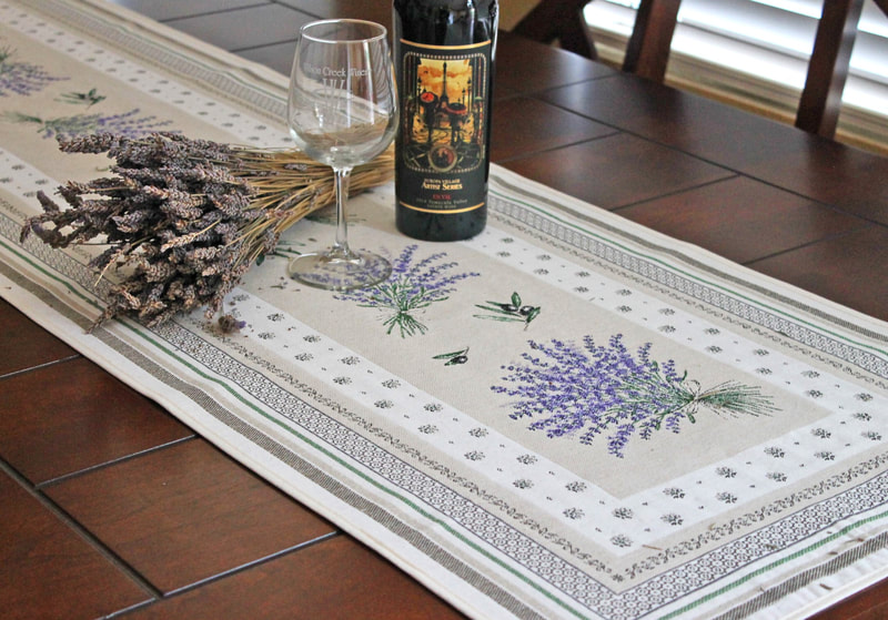 LAVENDER French Jacquard Tapestry Table Runner - French Provence Lavender Bouquet Table Accent - Table Decor Home Accessories Gifts