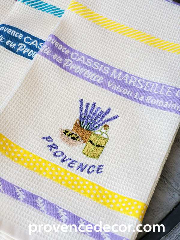LAVENDER OLIVES LAVENDER YELLOW French Country Embroidered Cotton Kitchen Towels - Exclusive Designs Dish Towels - Elegant 100% Cotton Tea Towels - Kitchen BBQ Area Camping RV Hand Towels - Gardening Flowers Olive Lovers Home Decor Dishtowels Gifts