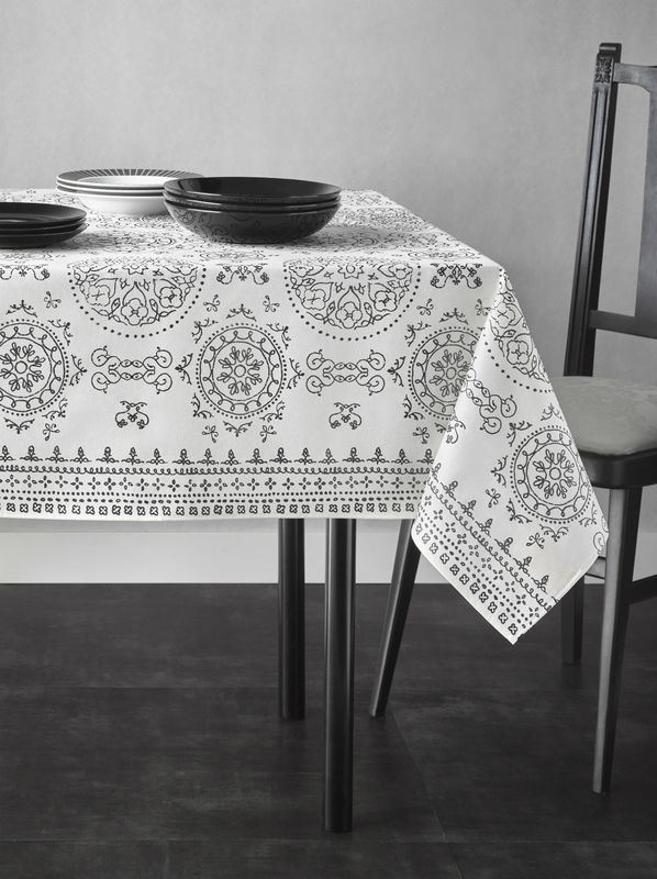 MANDALA Acrylic Coated French Provence Tablecloth - French Oilcloth Indoor Outdoor Table Decor - Water and Stain Resistant Tablecloths - Elegant French Home Decor Gifts