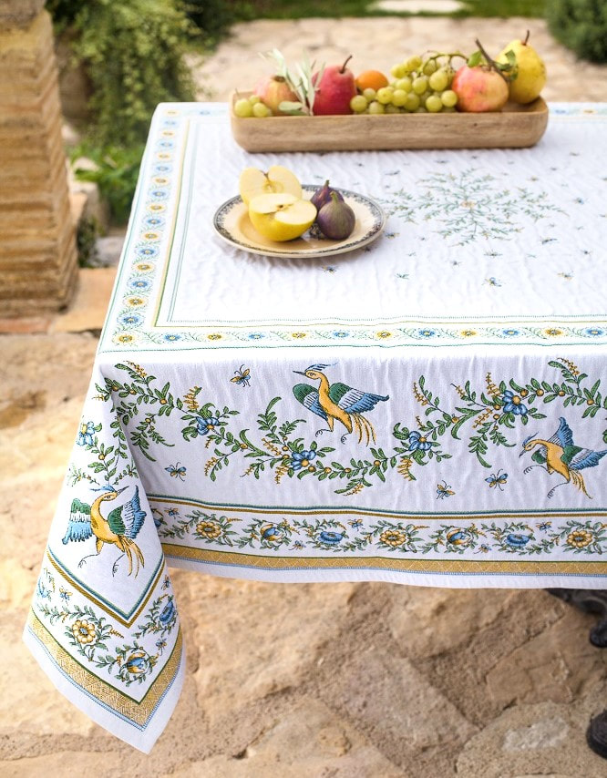 MOUSTIER French Provence Jacquard Woven Tapestry Tablecloths - Elegant Rectangle Tablecloth - Square Table Topper Couch Throw - French Home Decor