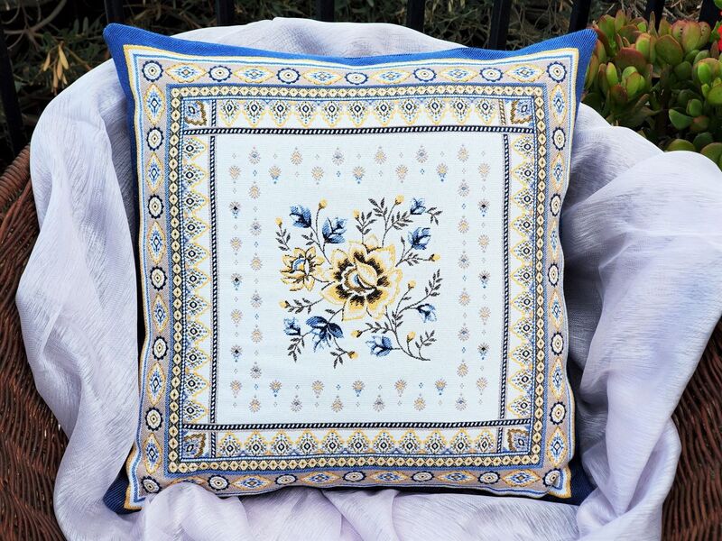 Authentic European Jacquard Woven Gobelin Tapestry Horses Throw Pillow