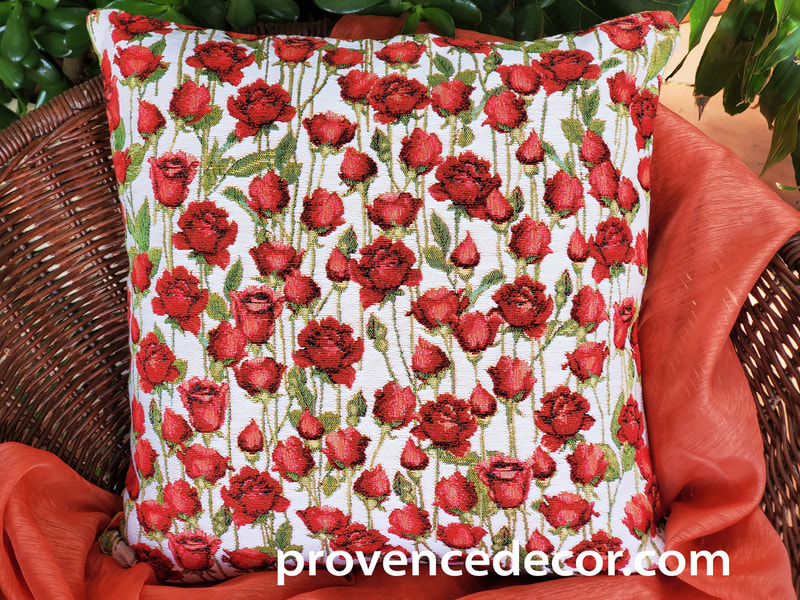 ROSES ALLOVER Authentic European Tapestry Throw Pillow Cases - Roses Flowers Gardening Lovers Cushion Covers - Flower Tapestry Art Home Garden Decor Gifts