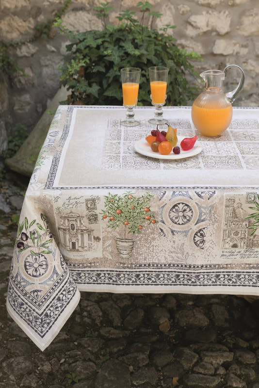 TUSCANY GARDEN French Provence Jacquard Woven Tapestry Tablecloths - Elegant Rectangle Tablecloth - Square Table Topper Couch Throw - French Home Decor