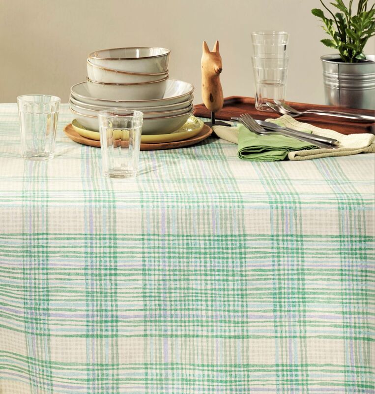 CAMPAGNE GREEN Acrylic Cotton Coated Table cloths - French Oilcloth Indoor Outdoor Party Table Cover - Spill Proof Easy Wipe Off Laminated Table cloths - French Country Home Decoration Gift
