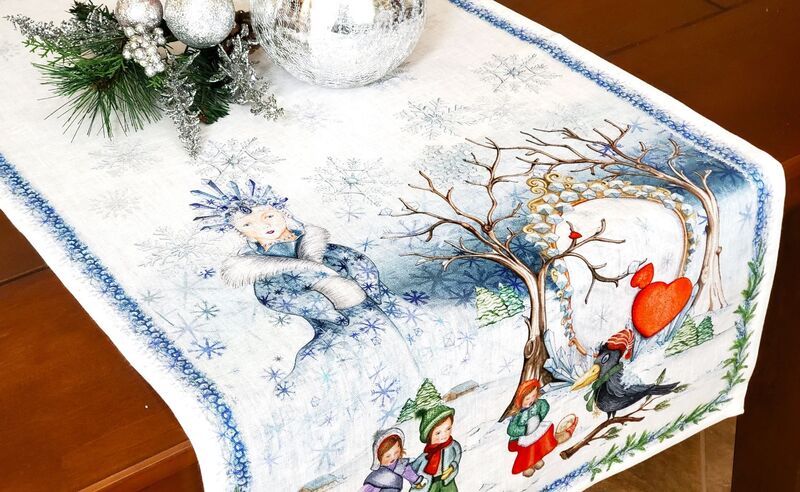 ENCHANTED CHRISTMAS Linen Table Runner - Luxury Elegant Table Accent - Table Decor Placemat Home Accessories Gifts