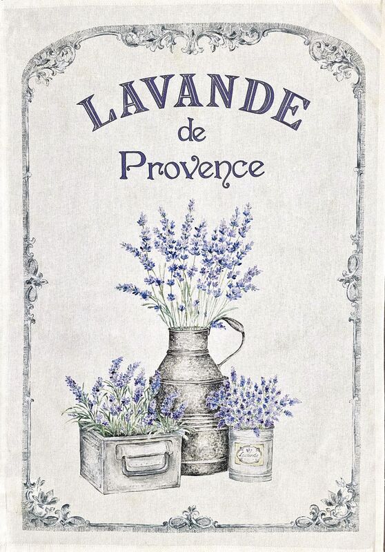 PROVENCE LAVENDER French Dishtowels - Elegant Cotton Kitchen Towels - French Lavender Lovers Dishcloths - French Artwork Decorative Kitchen Tea Towels - Home Decor Accessories Gifts