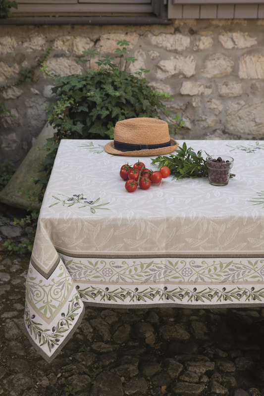 OLIVES GREEN French Provence Jacquard Woven Tapestry Tablecloths - Elegant Rectangle Tablecloth - Square Table Topper Couch Throw - French Home Decor
