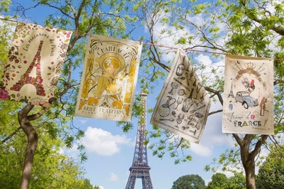PARIS CAFE French Cotton Woven Kitchen Towels - Exclusive French Designs Dish  Towels - Elegant 100% Heavy Absorbent Cotton Tea Towels - Kitchen BBQ Area  Camping RV Hand Towels - France Paris