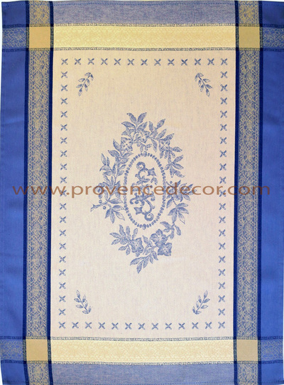 ELEGANCE BLUE Jacquard Woven French Provence Dishtowels - Exclusive Designs Kitchen Towels - Elegant 100% Cotton Tea Towels - Kitchen BBQ Area Hand Towels - Home Decor Gifts