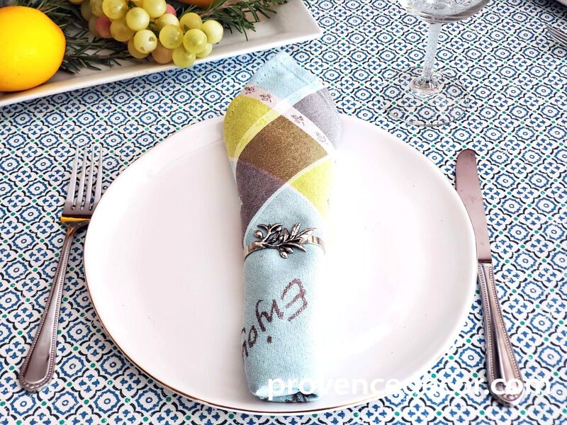 BON APPETIT AQUA Jacquard Woven French Decorative Napkin Set - High Quality Absorbent Soft Cotton Reversible Elegant Napkins - Table Home Decoration Gifts