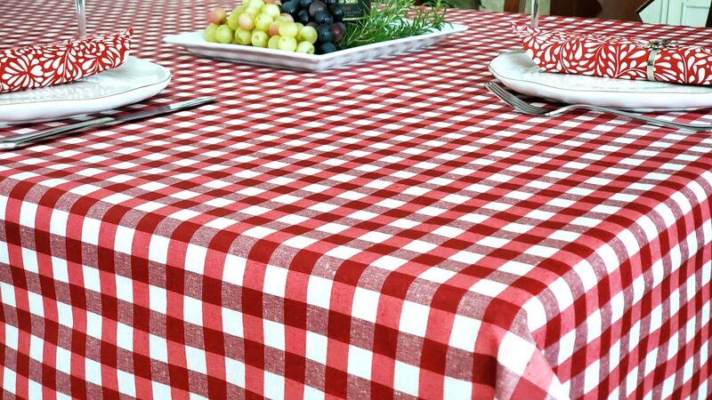 PARIS CAFE RED Acrylic Cotton Coated Tablecloths - French Oilcloth Indoor Outdoor Party - Spill Proof Easy Wipe Off Laminated Urban Table Cover - Home Decoration Gifts