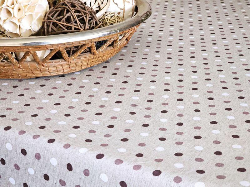 POLKA DOT ART LILAC Trendy Acrylic Cotton Coated Tablecloths - French Oilcloth Spill Proof Easy Wipe Off Laminated Round Rectangle Table Cover - Indoor Outdoor Party Table Decor - Elegant Modern Home Decoration Gifts