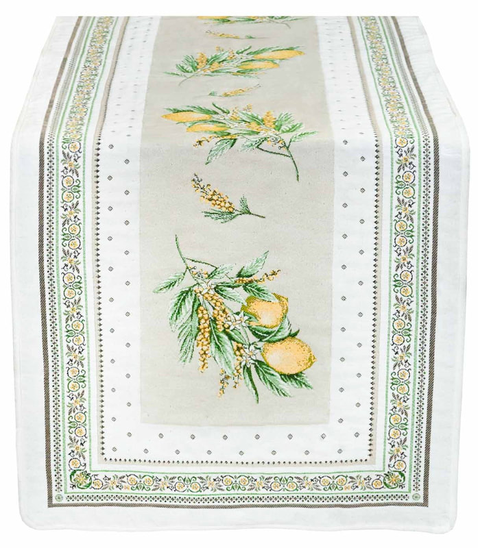 PROVENCE LEMON French Jacquard Tapestry Table Runner - French Country Table Accent - Table Decor Home Accessories Gifts
