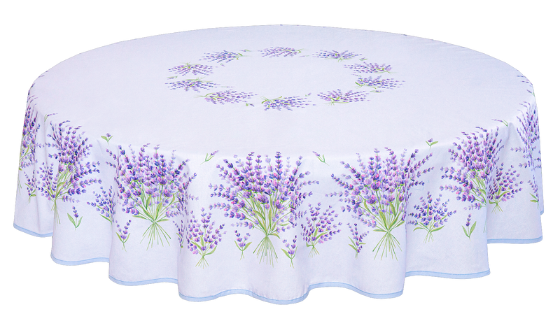 RIEZ LAVENDER PURPLE Provence Cotton Coated Tablecloths - French Oilcloth Spill Proof Easy Wipe Off Fabric - Elegant Lavender Lovers Party Table Cover - French Home Decoration
