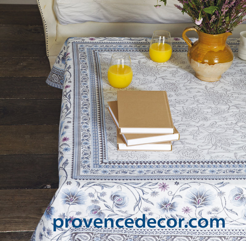 SPRING BLUE French Provence Jacquard Woven Tapestry Tablecloths - Elegant Rectangle Tablecloth - Square Table Topper Couch Throw - French Home Decor