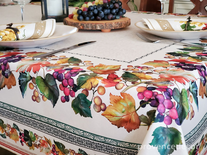 FRENCH WINE COUNTRY Cotton Coated Table cloths - French Oil cloth Spill Proof Easy Wipe Off Fabric - Elegant Wine Country Lovers Party Table Cover - French Home Decoration