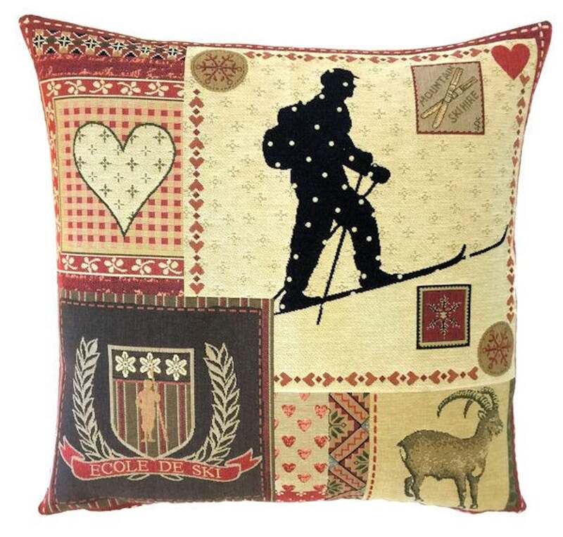 MOUNTAIN SKI RESORT Authentic European Tapestry Throw Pillow Cases - Mountain Ski Lovers Gift - Ski Art Cushion Covers - Skier House Decor Gifts