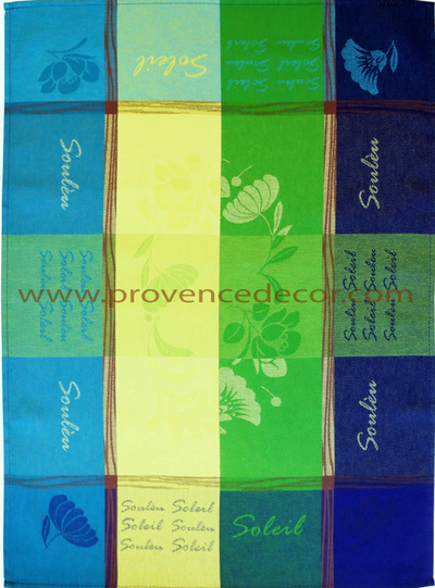 SOLEIL BLUE Jacquard Woven French Provence Dishtowels - Exclusive Designs Kitchen Towels - Elegant 100% Cotton Tea Towels - Kitchen BBQ Area Hand Towels - Home Decor Gifts