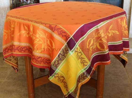 Jacquard tablecloth rectangle 140x240cm era/orange polyester majorca 