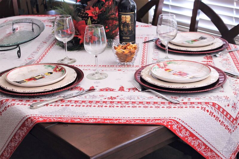 MEGEVE Jacquard Woven Tapestry Tablecloths - Elegant French Alps Mountain Resort Winter Xmas Home Decoration - Christmas Table Accent Couch Throw - French Home Decoration Gifts