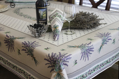 French PROVENCE LAVENDER Acrylic Coated Tablecloth - French Oilcloth Indoor Outdoor Tablecloths - French Country Home Decor Gifts