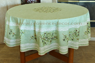 PETITE OLIVE GREEN Coated Cotton French Provence Tablecloth - French Oilcloth Indoor Outdoor Round Circle Rectangle Table cloths Rectangular Tablecloths - French Country Home Decor Gifts