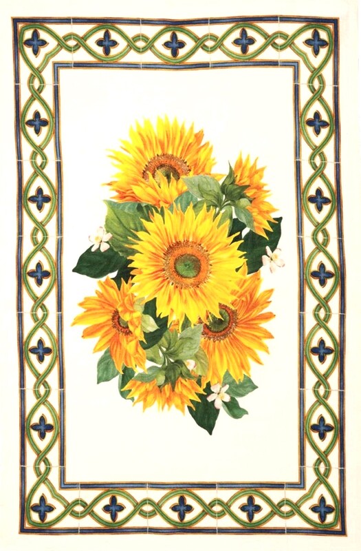 SUNFLOWERS European Linen Dishtowels - Exclusive French Country Designs Tea Towels - Elegant 100% Linen Kitchen Towels - Nature Flowers Lovers Dish Towels - Kitchen Hand Towels - French Home Decor Gifts